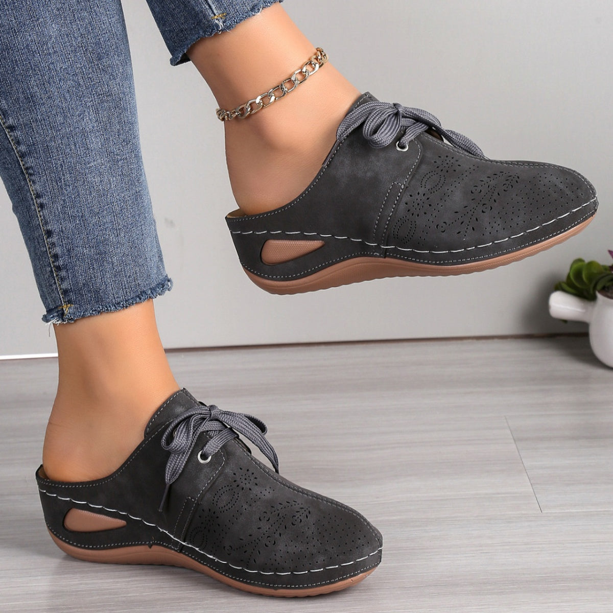 Lace-Up Wedge Slip-Ons, view 2