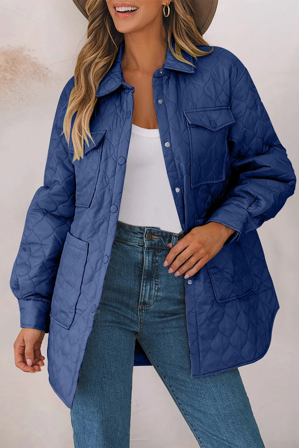 Snap Down Collared Winter Coat - Lilixa.store
