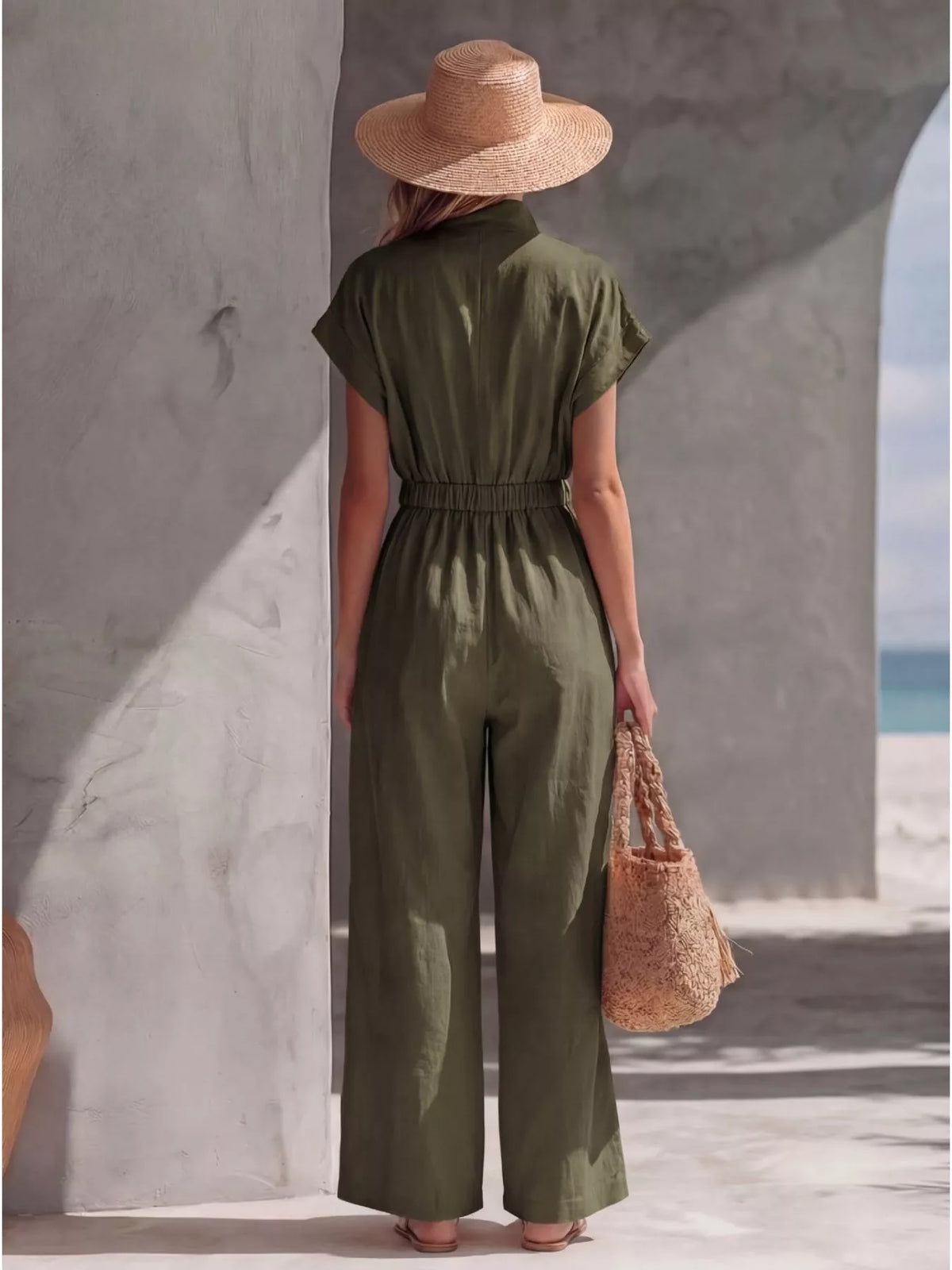 Zipper Front Wide Leg Jumpsuit - Lilixa.store