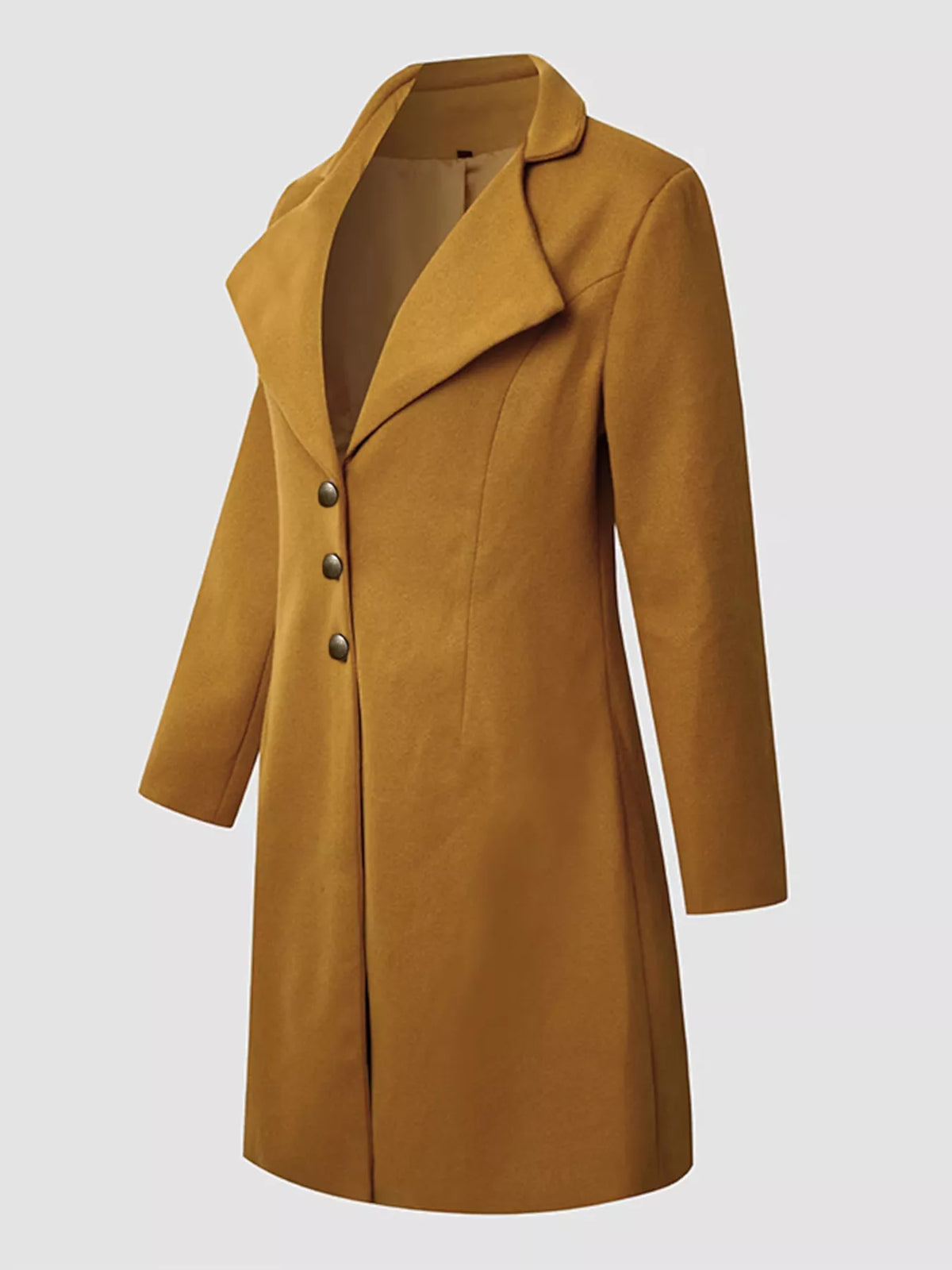Full Size Single-Breasted Long Sleeve Overcoat Plus Size, view 3