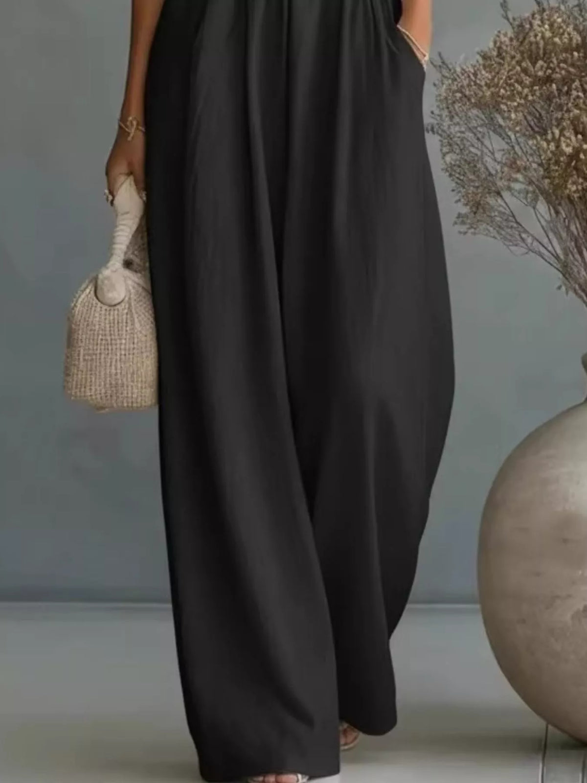 Full Size Half Sleeve Wide-Leg Jumpsuit Plus Size - Lilixa.store