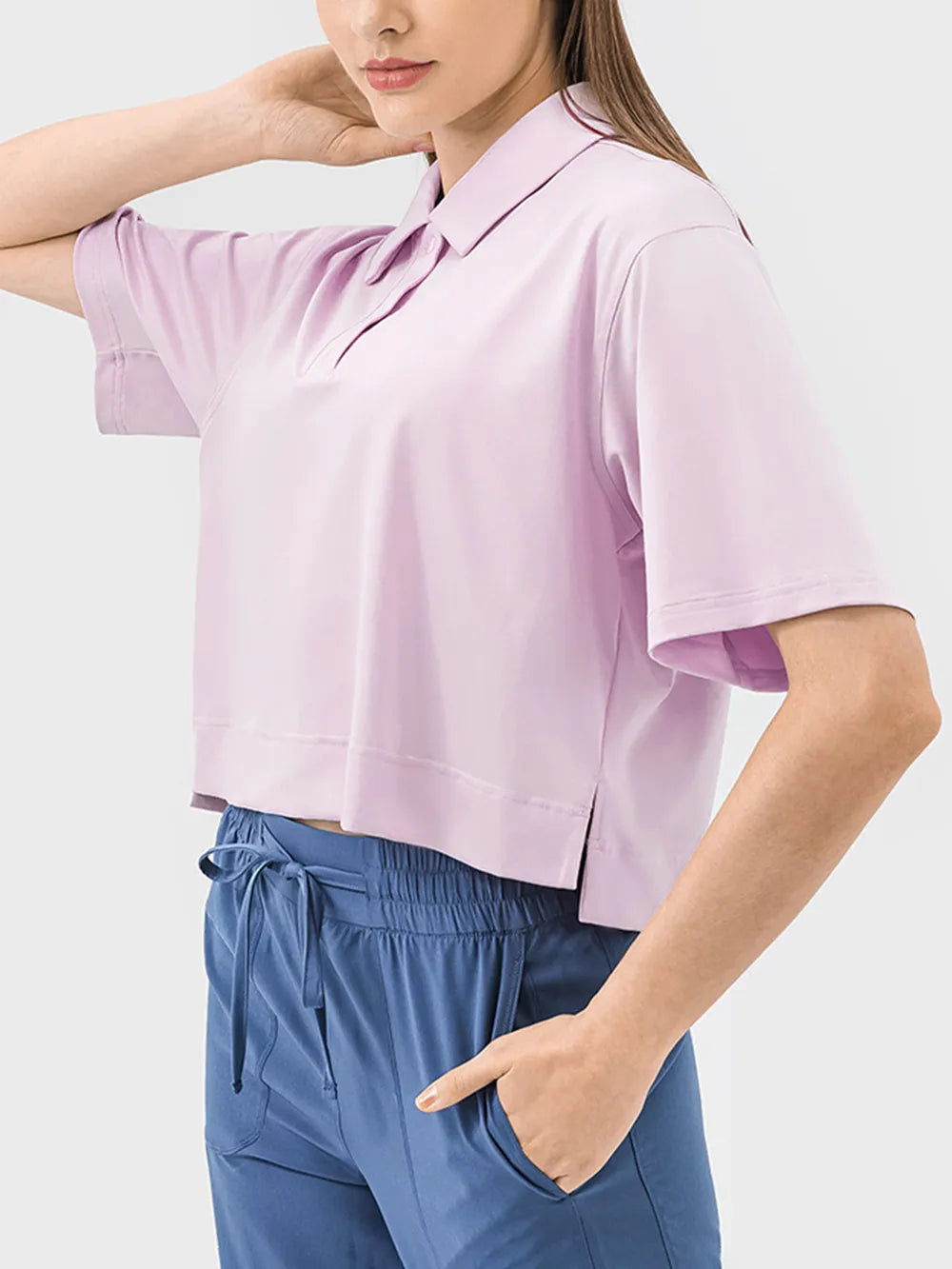 Millennia Half Button Short Sleeve Active T-Shirt - Lilixa.store