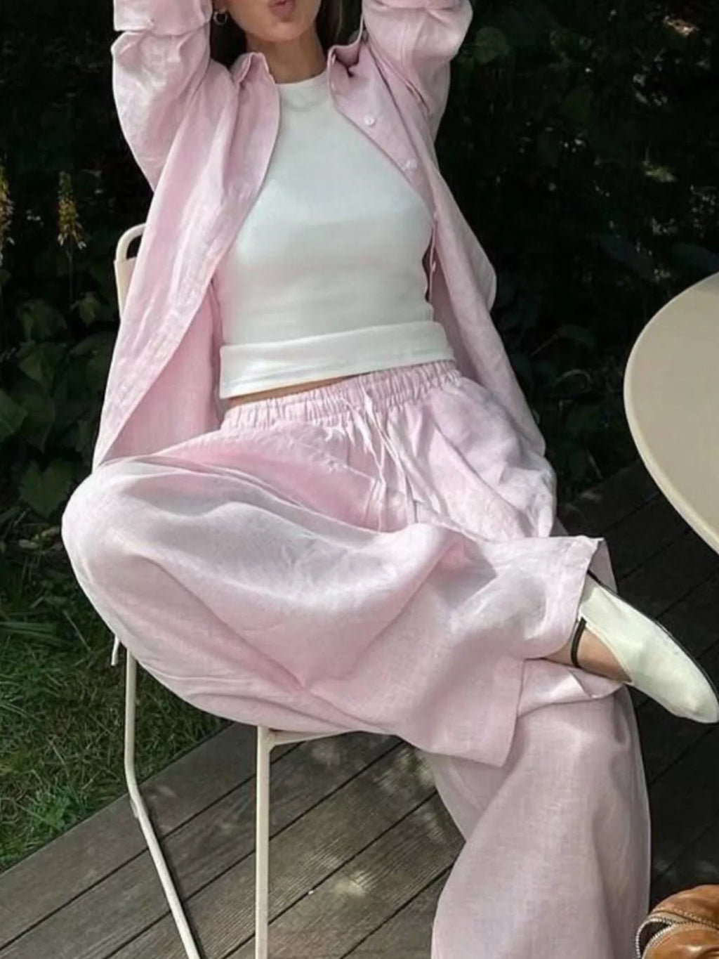 Button Up Long Sleeve Shirt and Pants Set - Lilixa.store