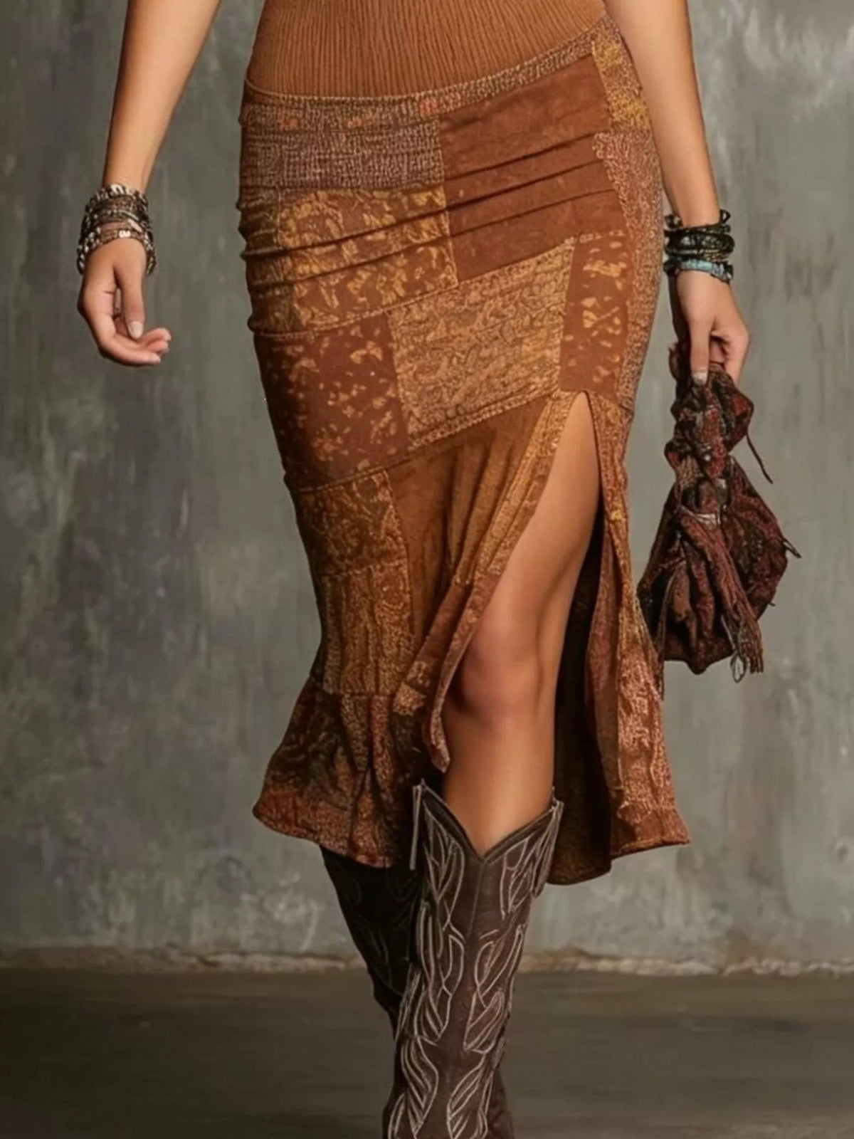 Slit Printed Sleeveless Midi Dress - Lilixa.store
