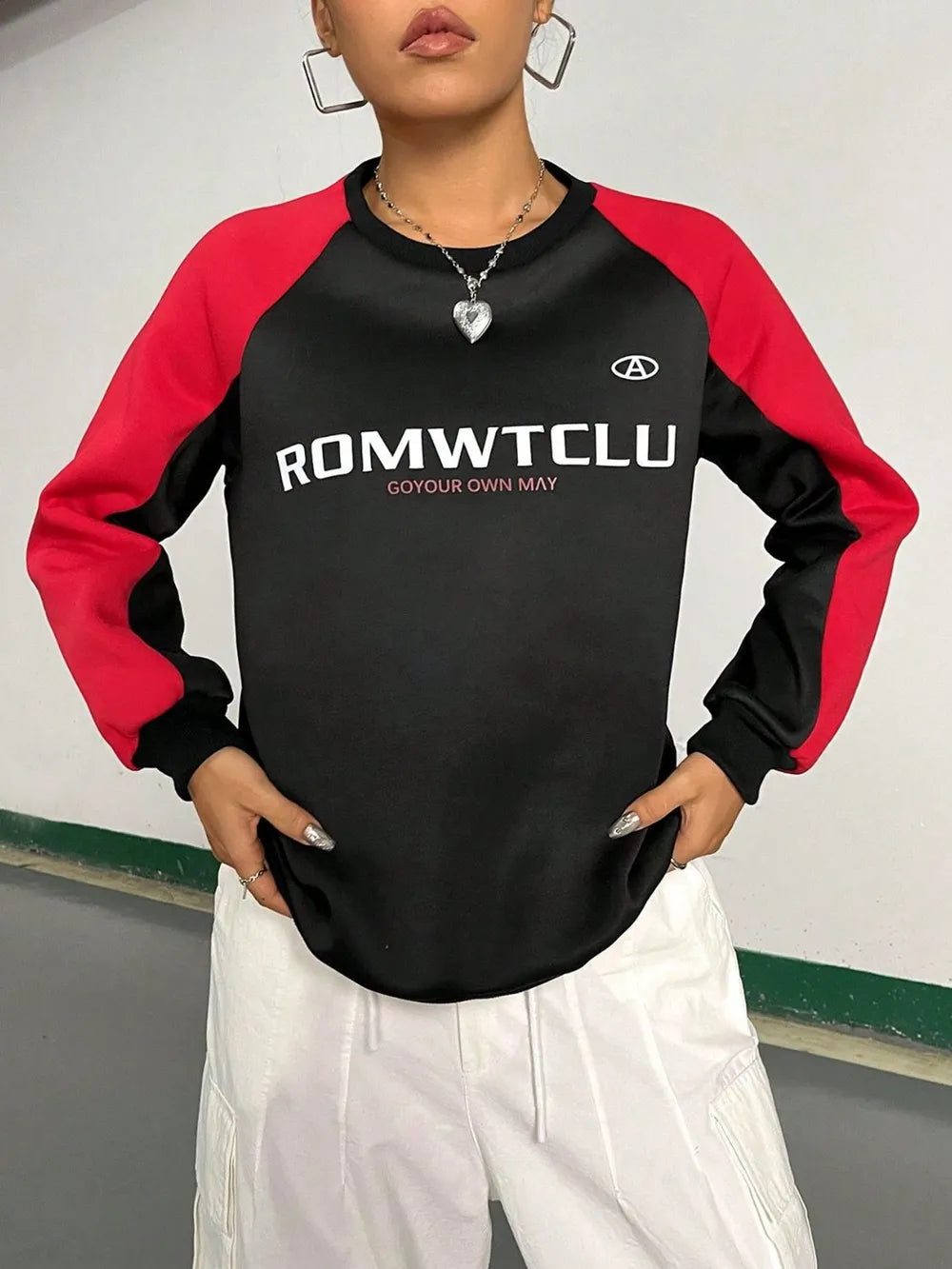 Letter Graphic Round Neck Long Sleeve Sweatshirt - Lilixa.store