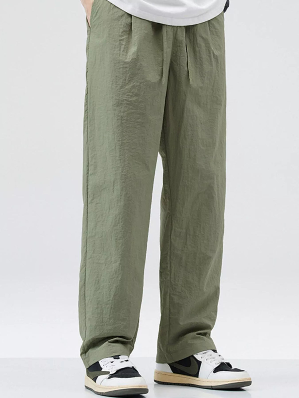 Men's Full Size Lightweight Wide Leg Casual Pants Plus Size in Sage
