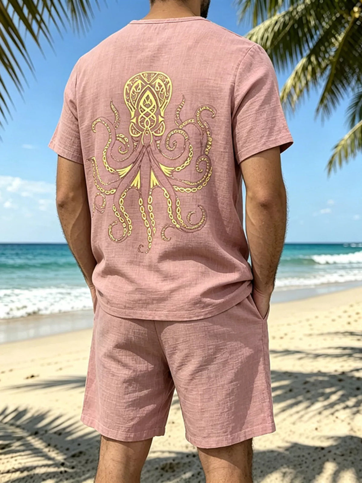 Men's Full Size Round Neck Tee and Shorts Set Plus Size - Lilixa.store
