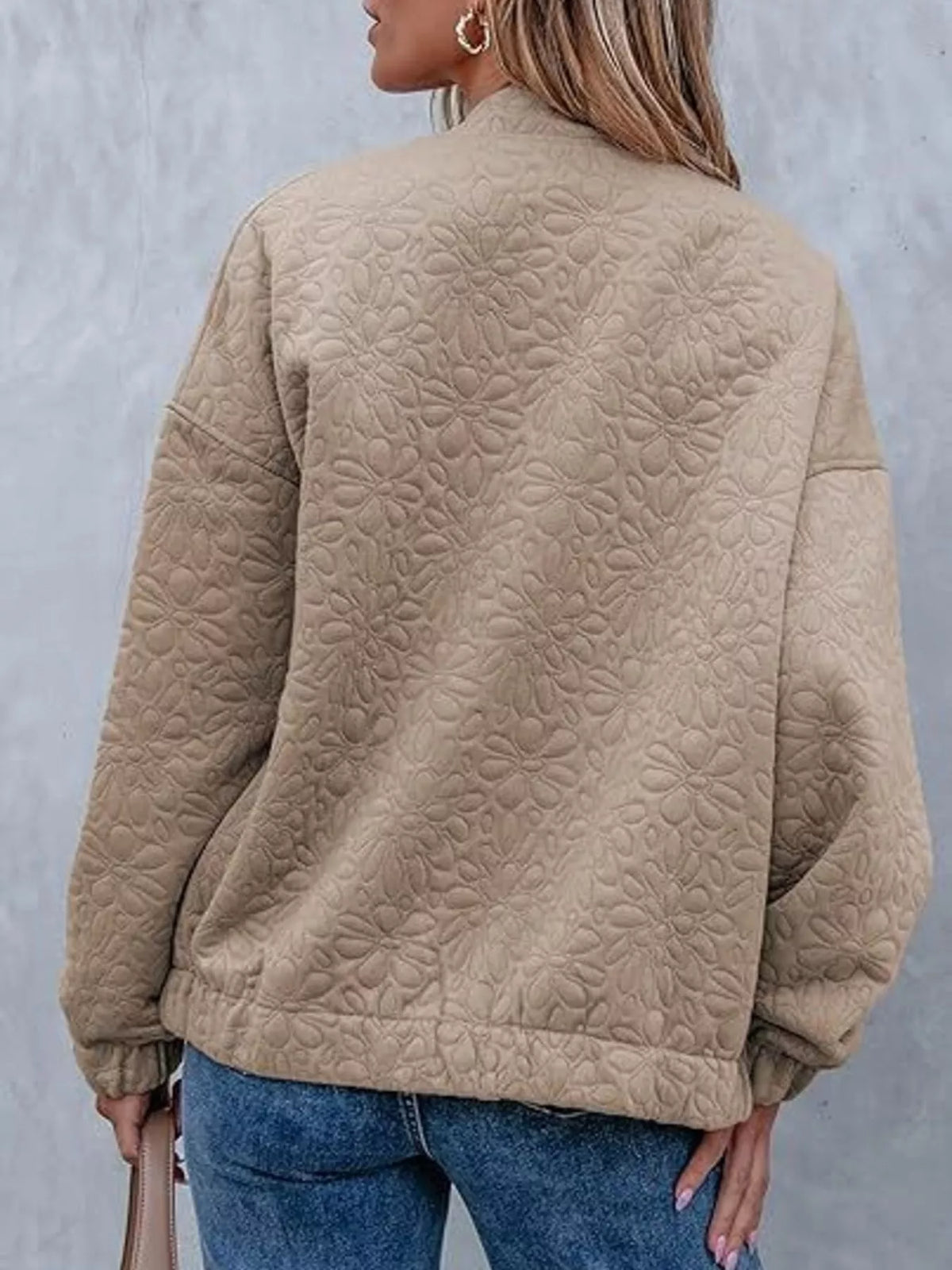 Floral Quilted Zip Up Jacket, view 6