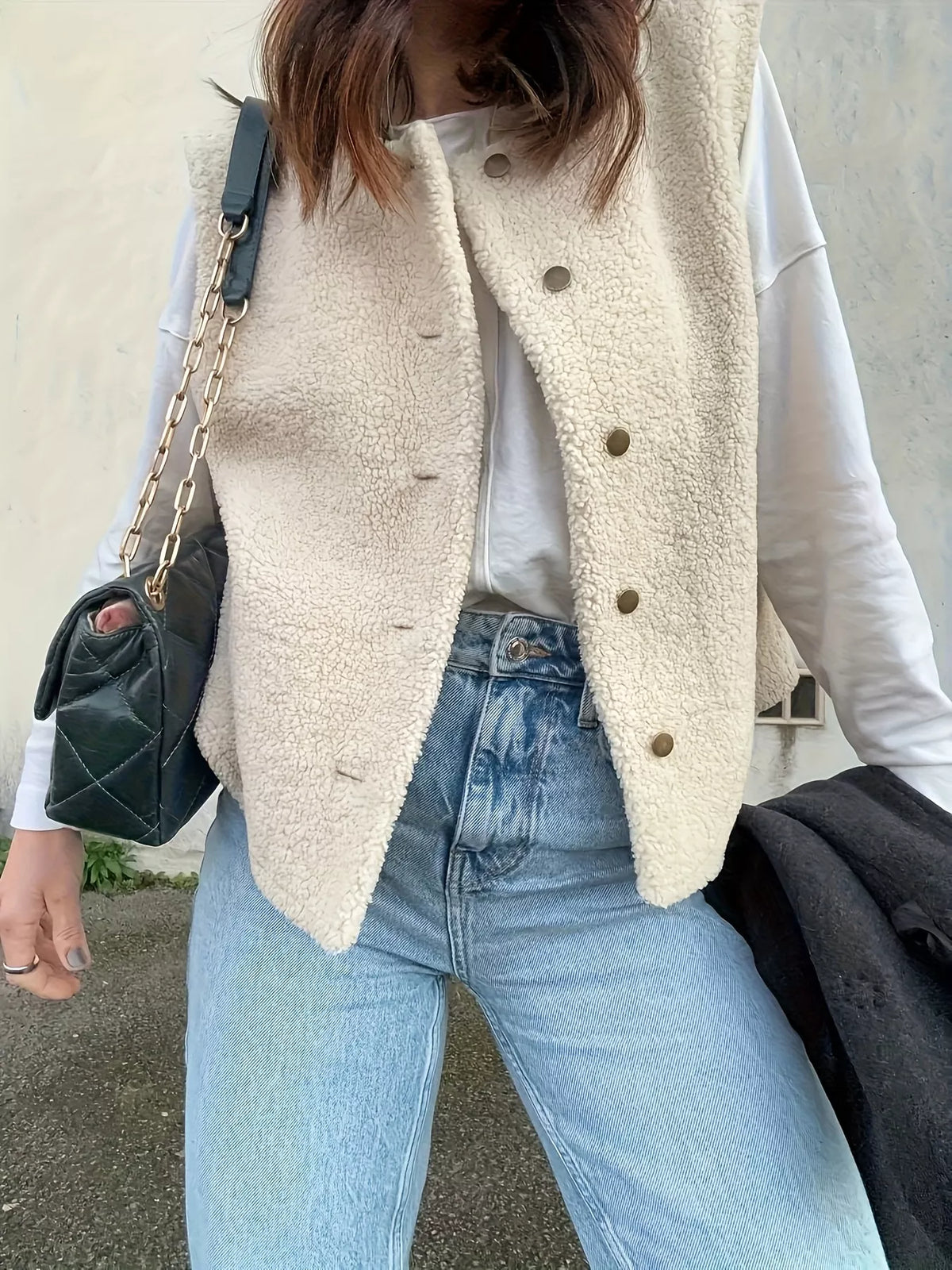 Button-Down Sherpa Vest Coat - Lilixa.store