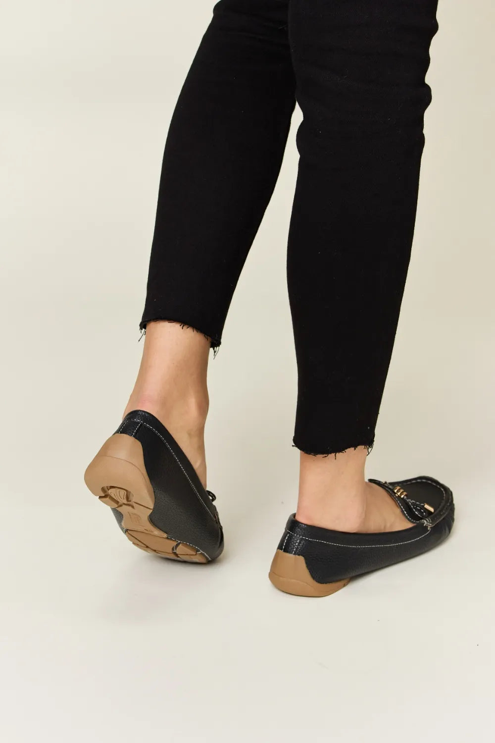 Forever Link Slip On Bow Flats Loafers in Black, view 3