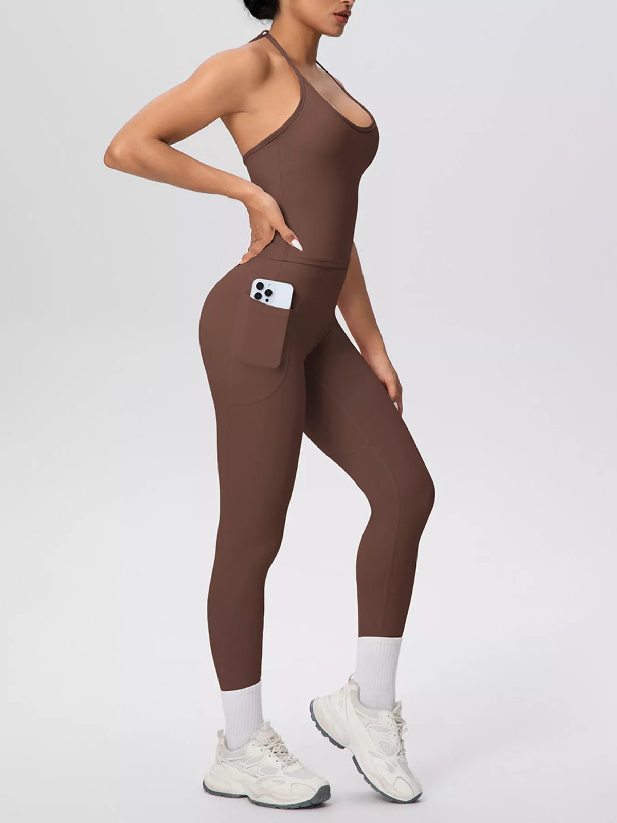Halter Neck Cami and High-Waisted Leggings Active Set - Lilixa.store