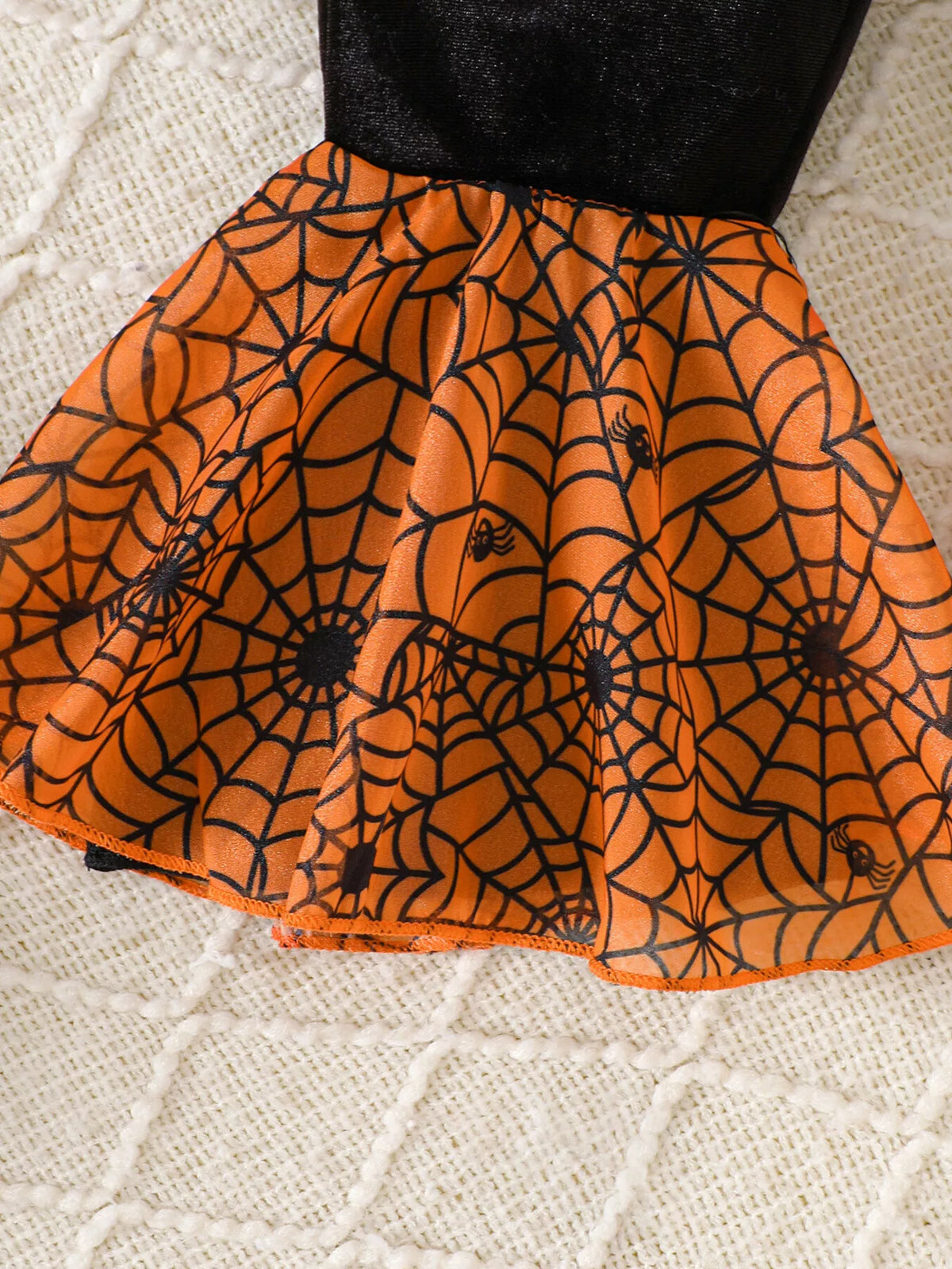 Children's Halloween Pumpkin Long Sleeve Top and Spiderweb Bell Bottom Set - Lilixa.store