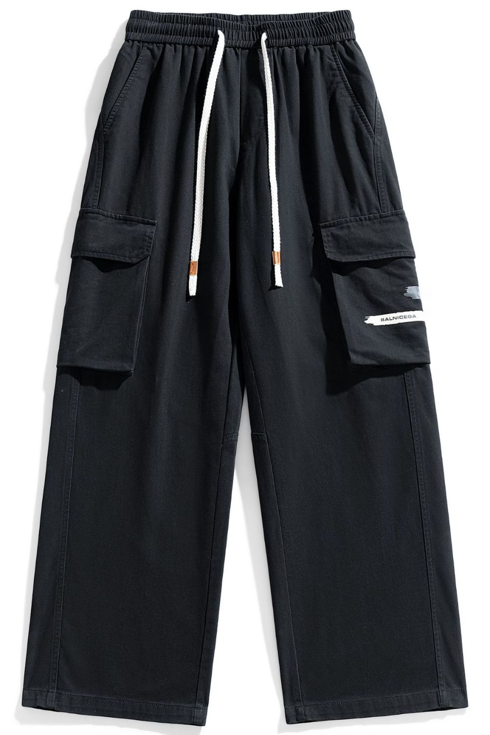 Men's Plus Size Loose Fit Cargo Pants with Drawstring, view 4