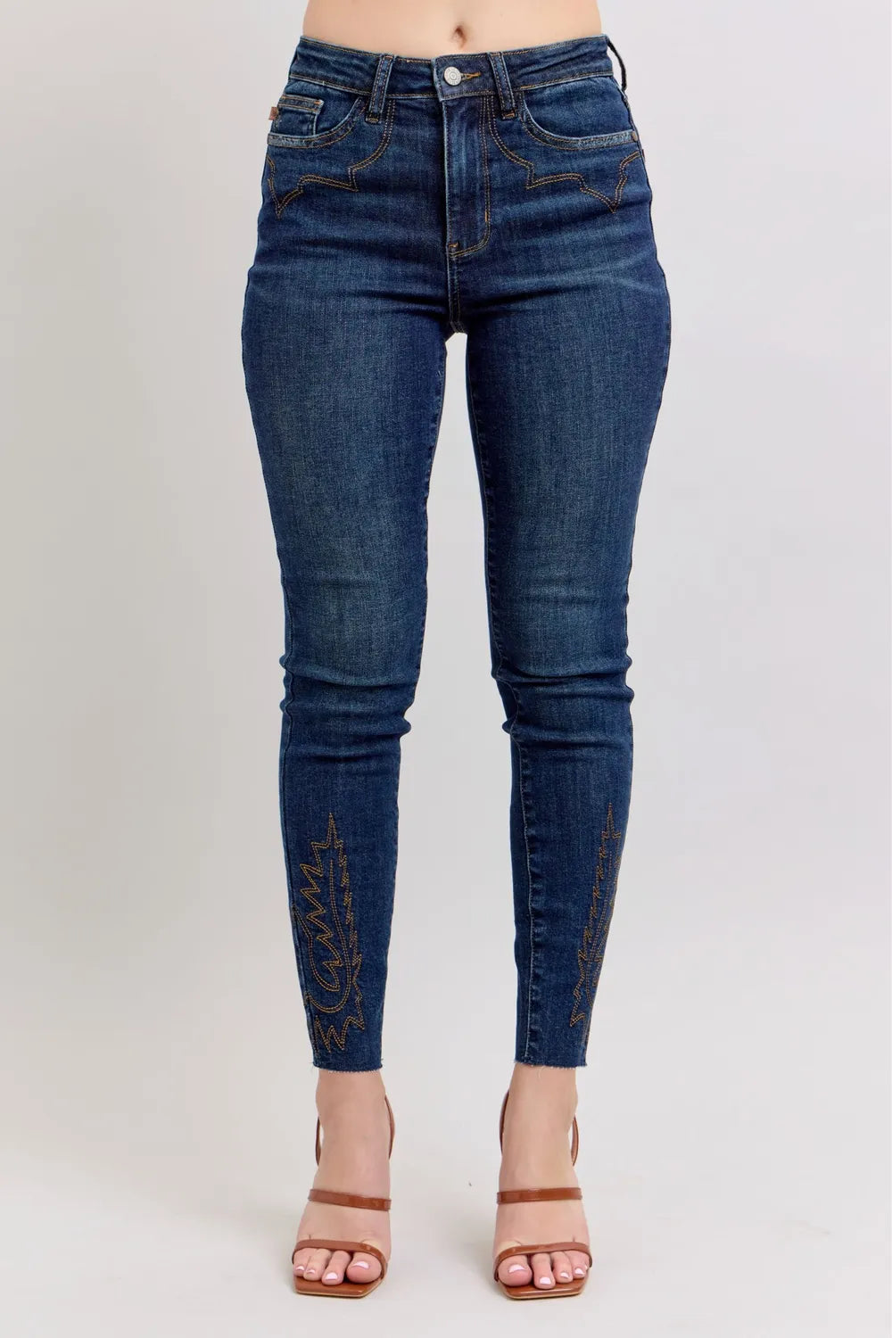 Judy Blue Full Size Embroidered High Rise Skinny Jeans Plus Size - Lilixa.store