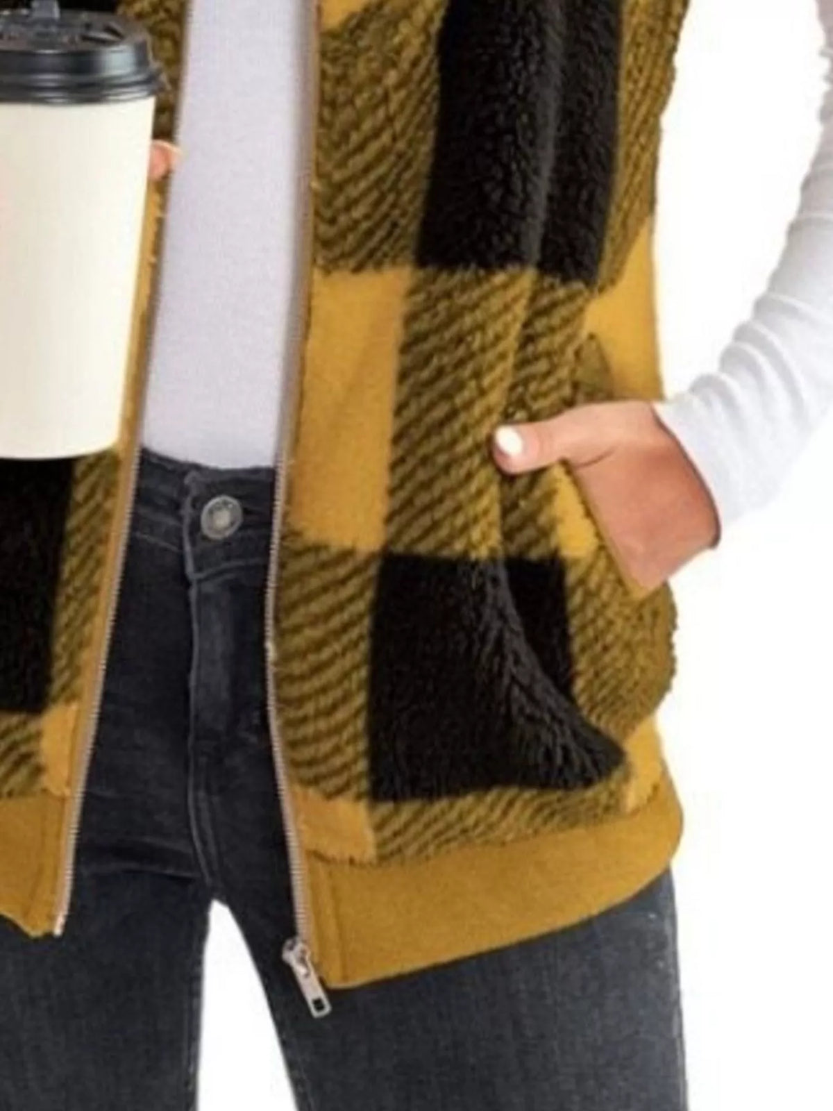 Full Size Color Block Zip Up Vest Coat Plus Size - Lilixa.store
