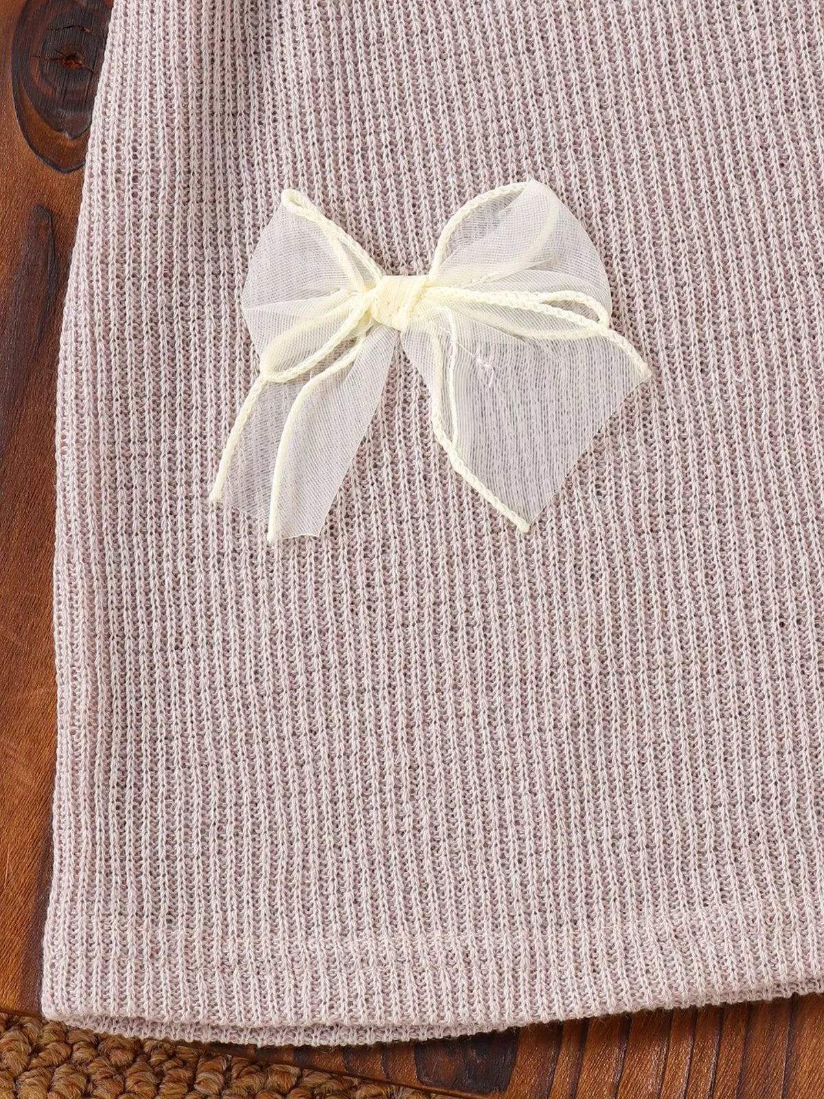 Children's Ribbed Knit Spaghetti Strap Dress with Bow - Lilixa.store