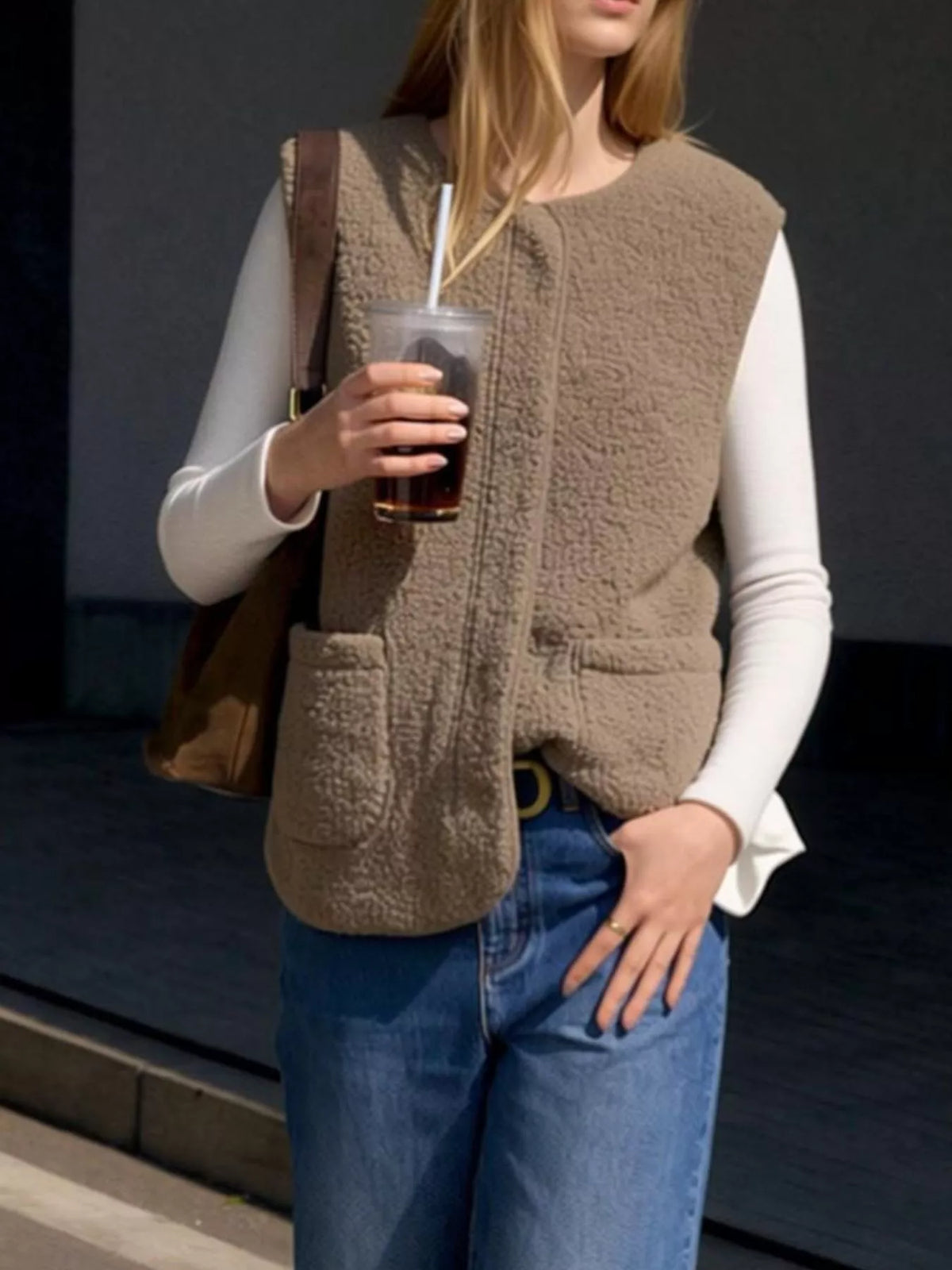 Sherpa Sleeveless Vest Coat - Lilixa.store