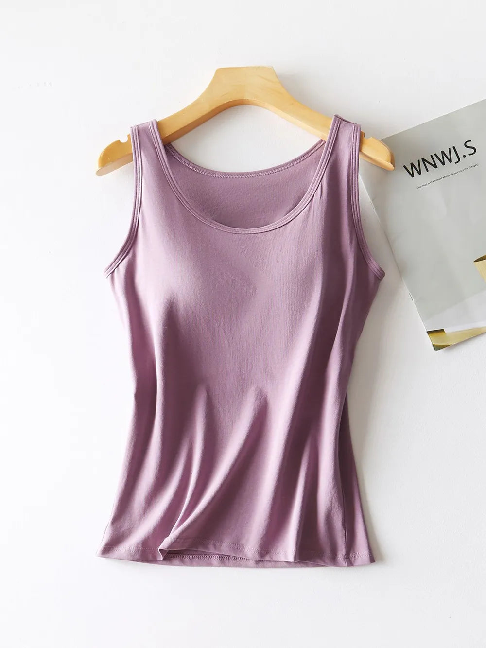 Round Neck Tank with Bra - Lilixa.store