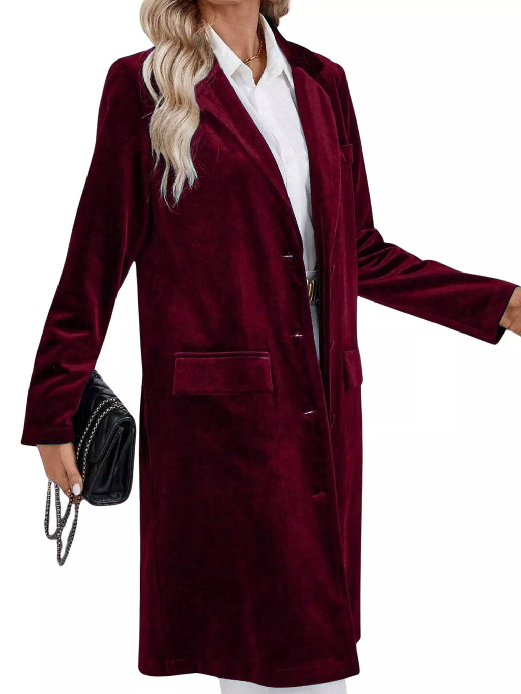 Lapel Collar Long Sleeve Longline Coat - Lilixa.store