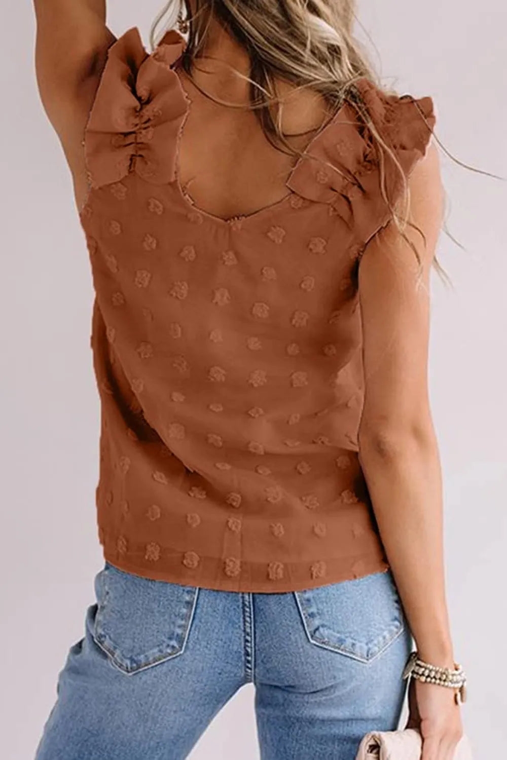 Full Size Swiss Dot V-Neck Tank - Lilixa.store