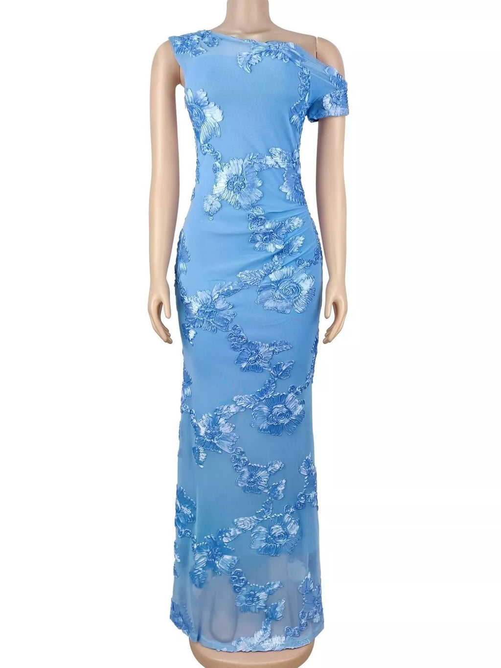 Embroidered One Shoulder Maxi Dress - Lilixa.store