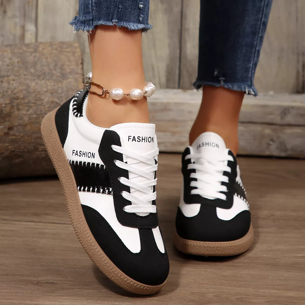 Lace-Up Flats Sneakers - Lilixa.store