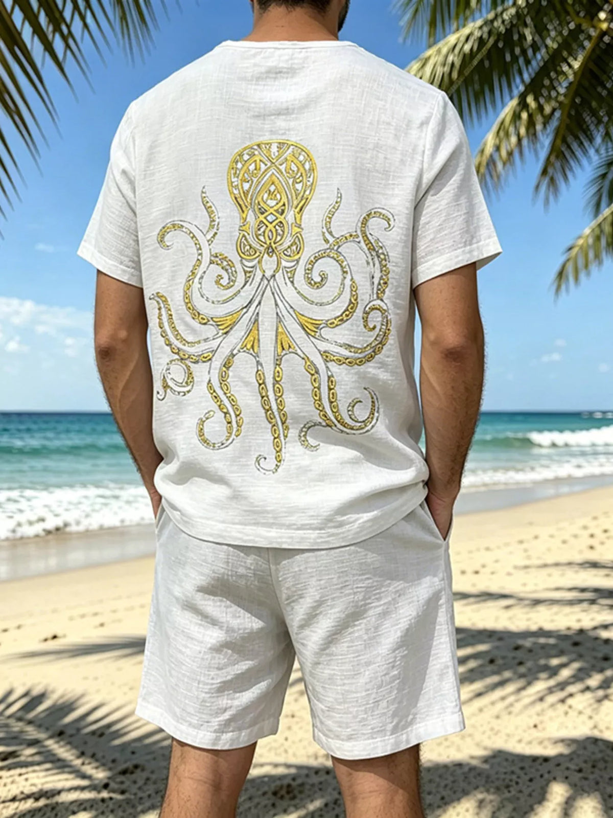 Men's Full Size Round Neck Tee and Shorts Set Plus Size - Lilixa.store