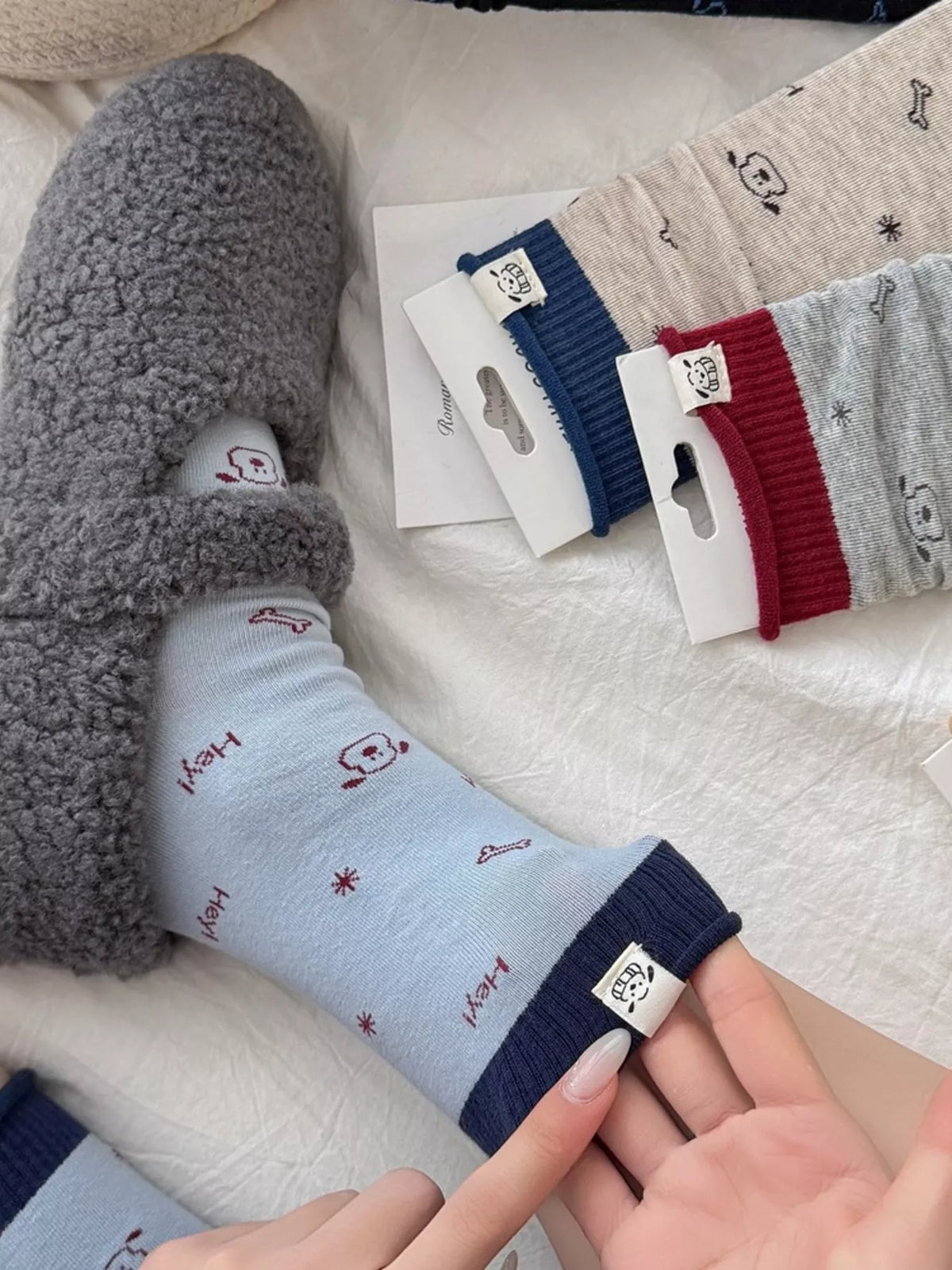 Cartoon Print Cotton Crew Socks - Lilixa.store