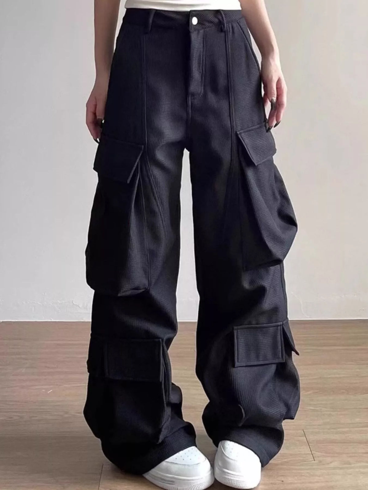 Men's Multi-Pocket Cargo Pants in Black, view 2