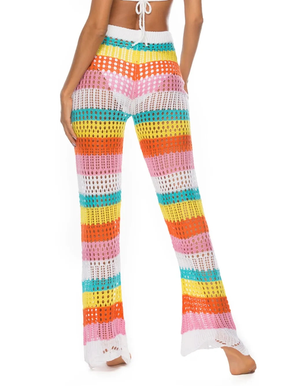 Cutout Contrast High Waist Swim Pants - Lilixa.store