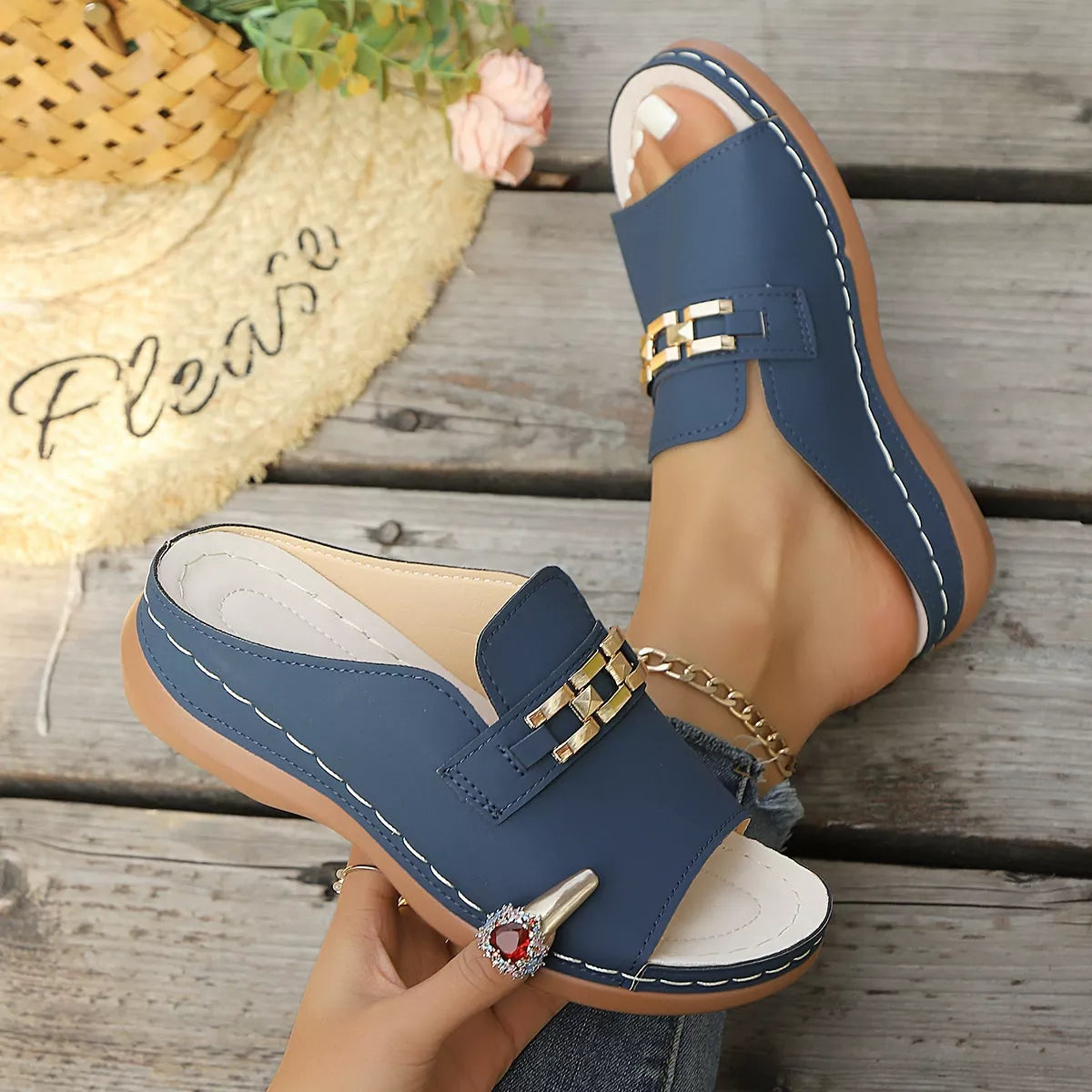 Peep Toe Wedge Sandals - Lilixa.store