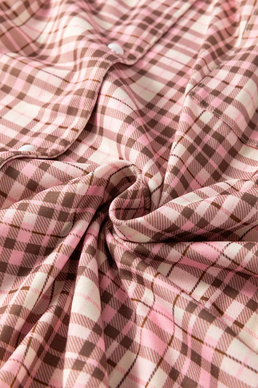 Plaid Patch Pockets Long Sleeve Lounge Set - Lilixa.store