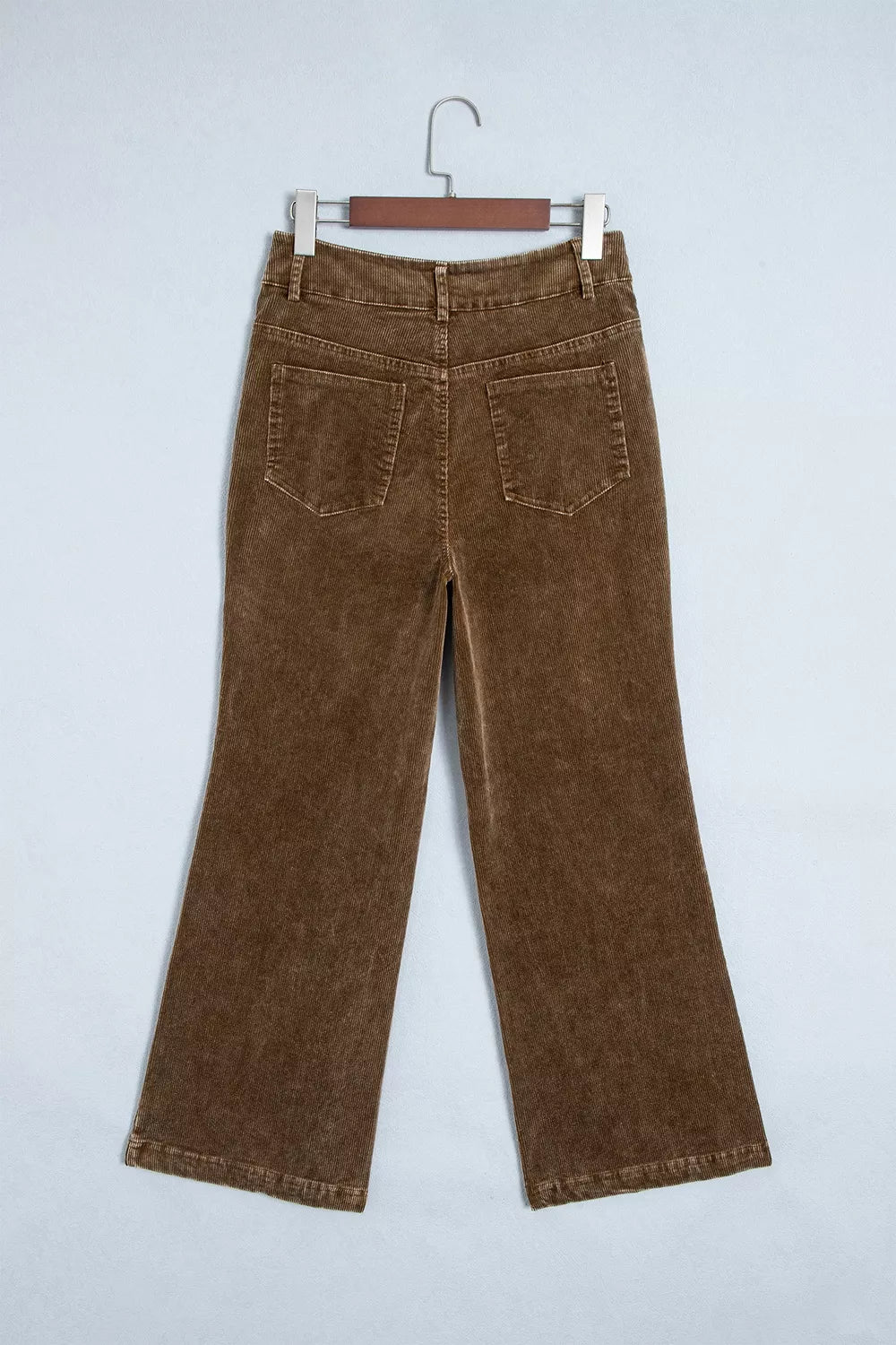 Straight Leg Corduroy Metal Button Zip-up Pants
