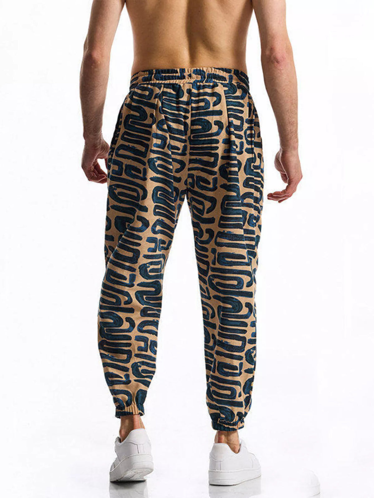Men's Full Size Printed Drawstring Casual Pants Plus Size