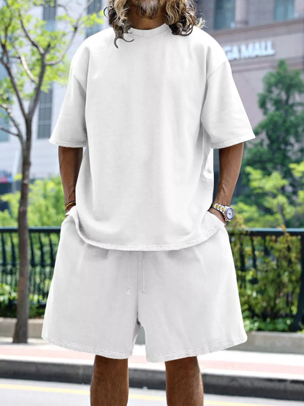Men's Full Size Relaxed Fit T-Shirt & Shorts Set Plus Size - Lilixa.store
