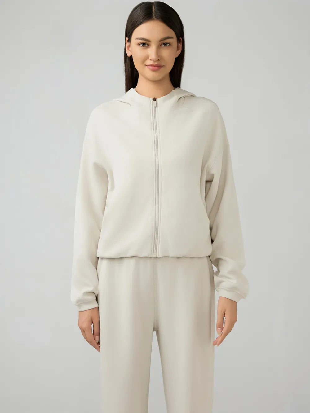 Millennia Zip Up Dropped Shouder Active Hooded - Lilixa.store
