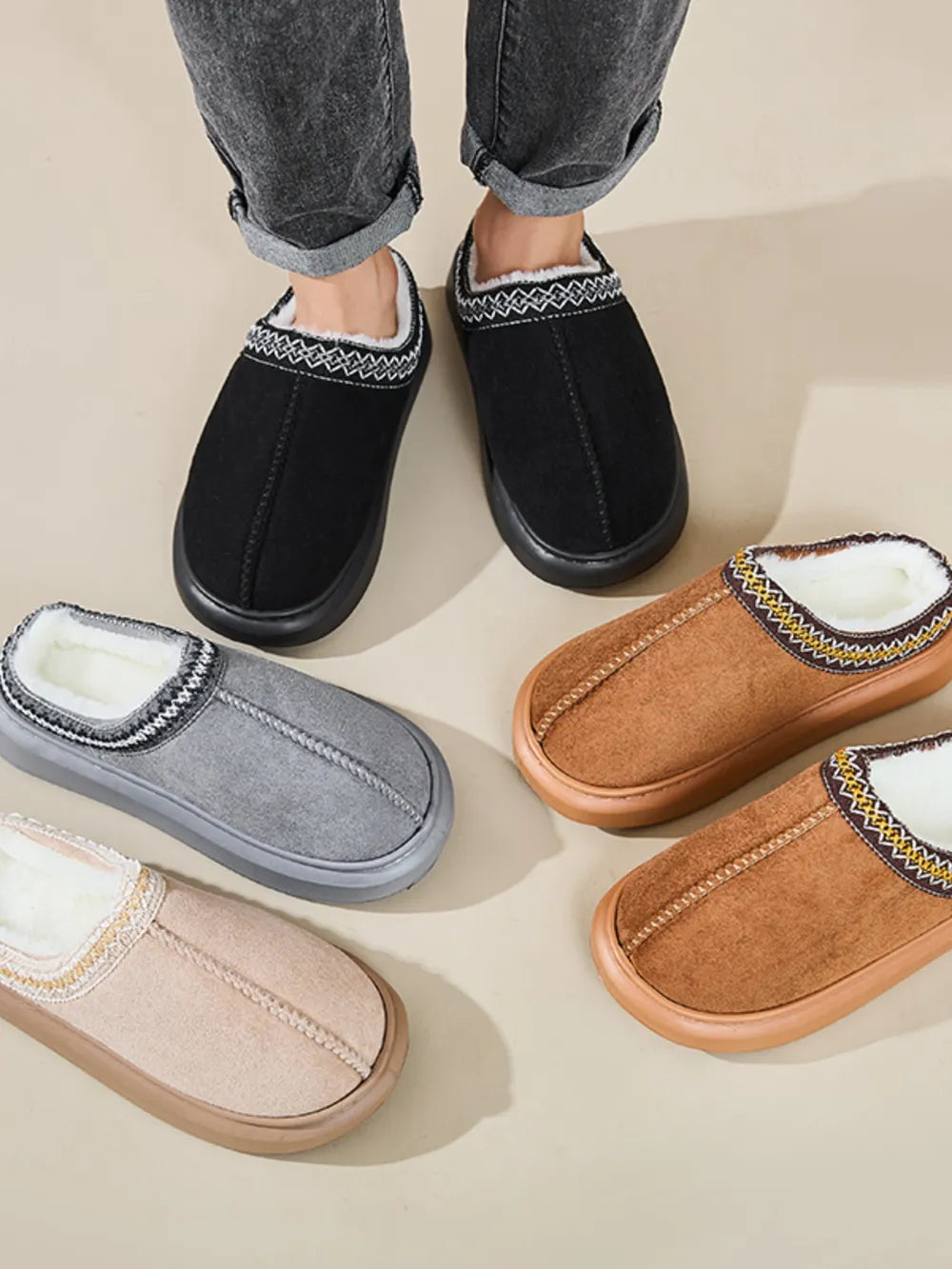 Faux Fur Suede Platform Slippers - Lilixa.store
