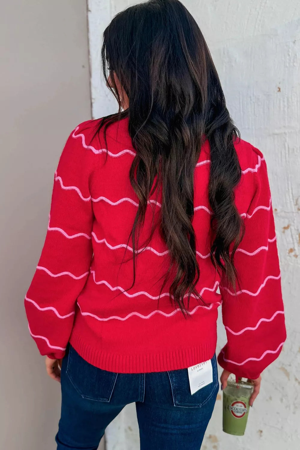 Striped Round Neck Long Sleeve Shift Pullover Sweater