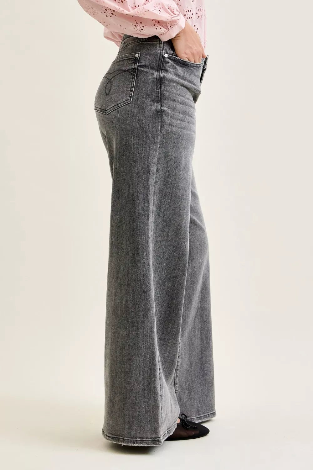 Judy Blue Mid Rise Palazzo Split Back Yoke - Lilixa.store