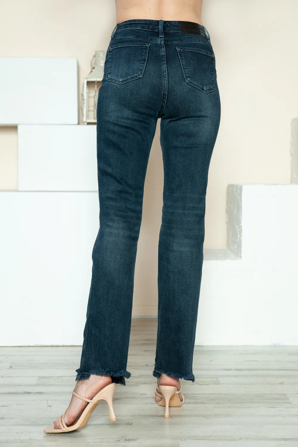 Judy Blue Full Size Button Fly Hem Destroy Straight Jeans - Lilixa.store