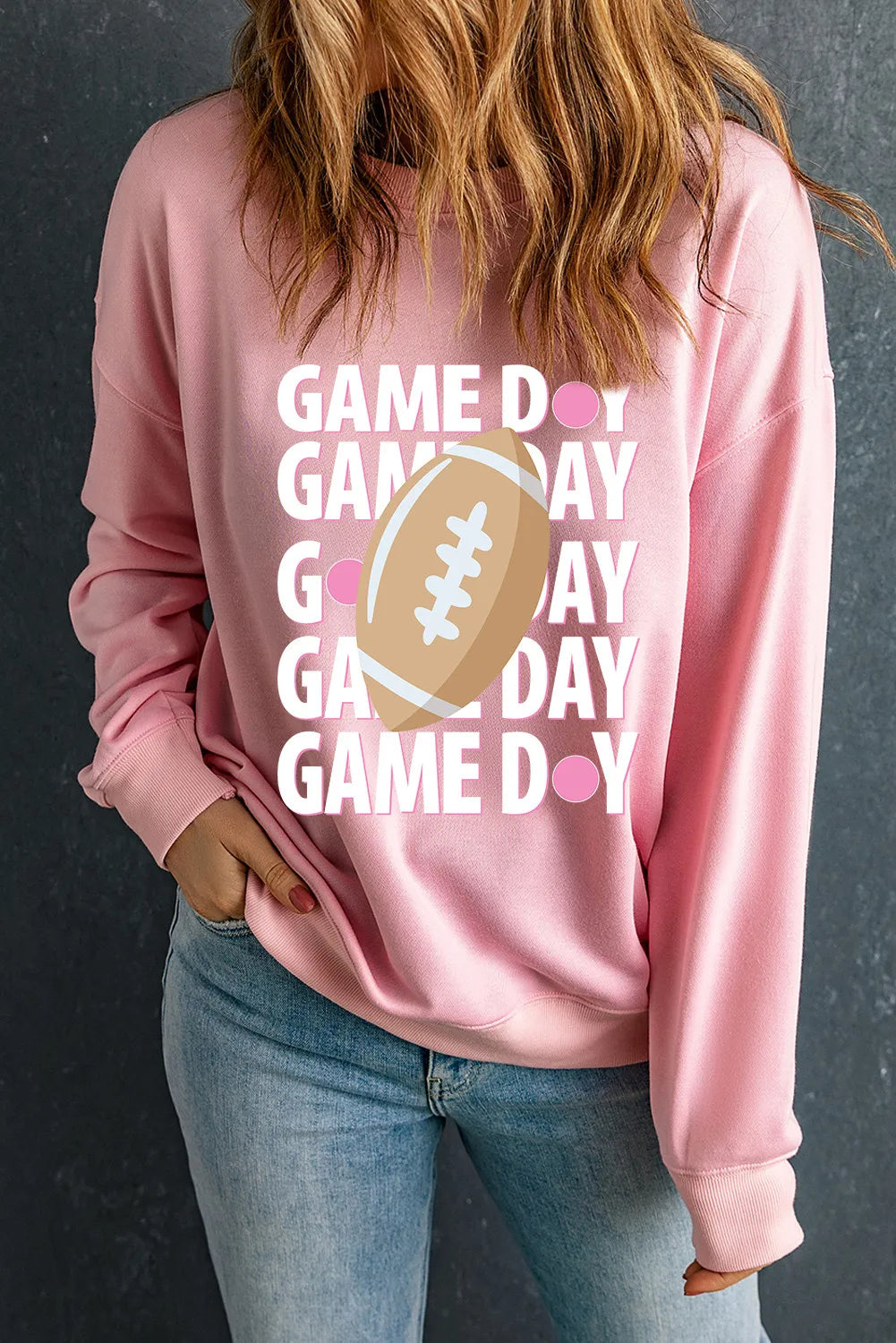 GAME DAY Round Neck Long Sleeve Sweatshirt - Lilixa.store