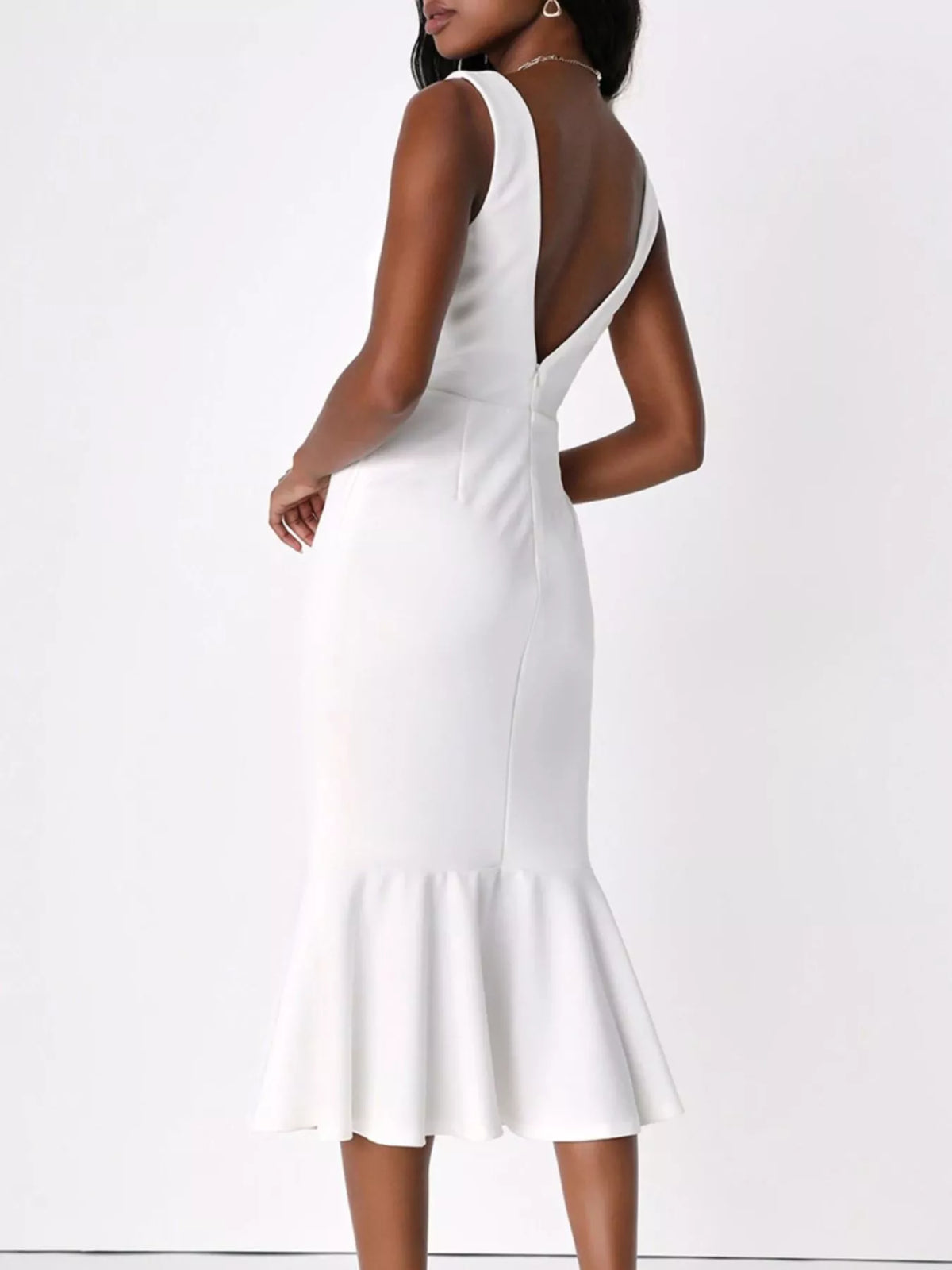 Sleeveless Square Neck Mermaid Midi Dress, view 10