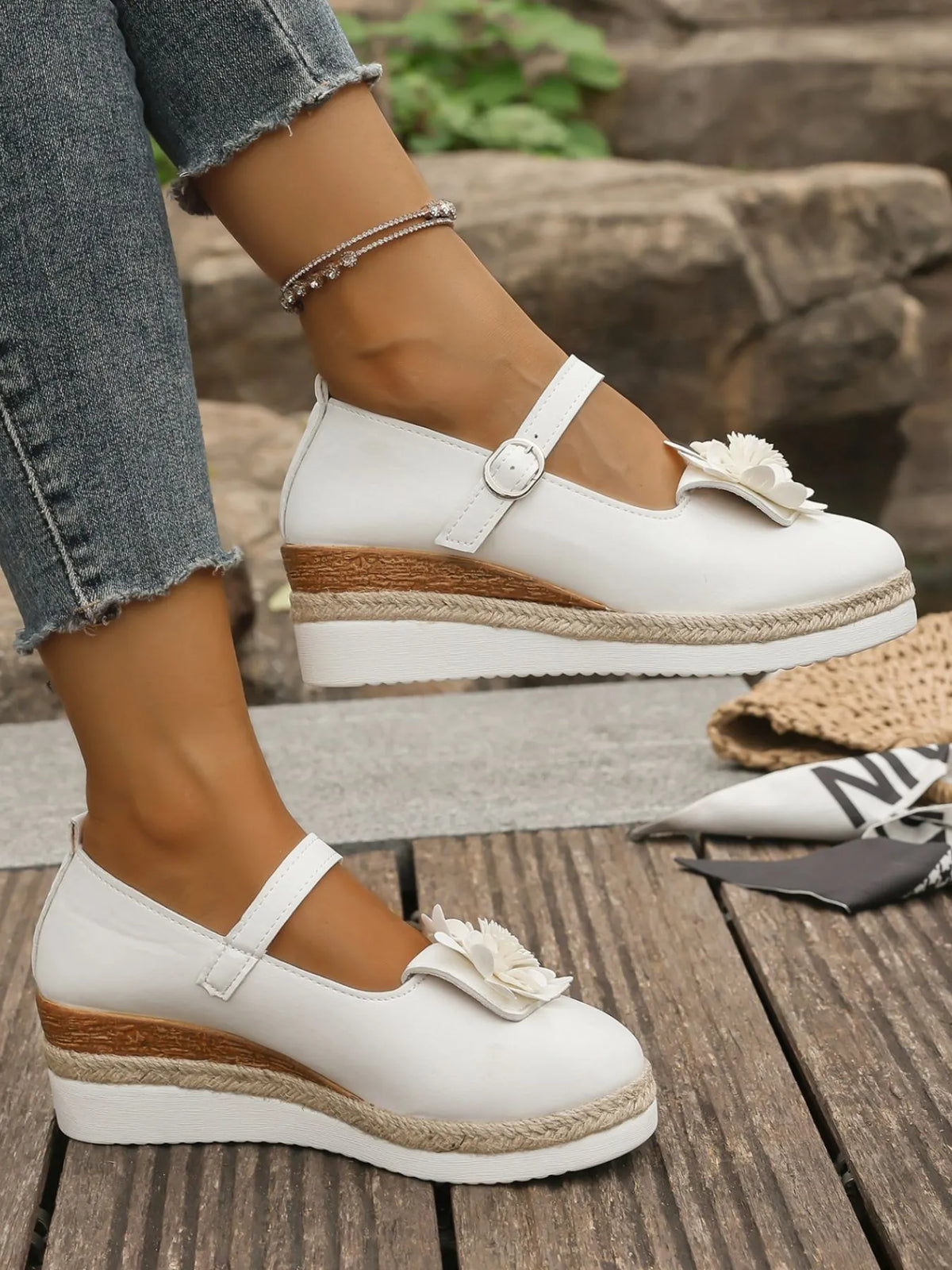 Flower Embellished Mary Jane Loafers, view 10