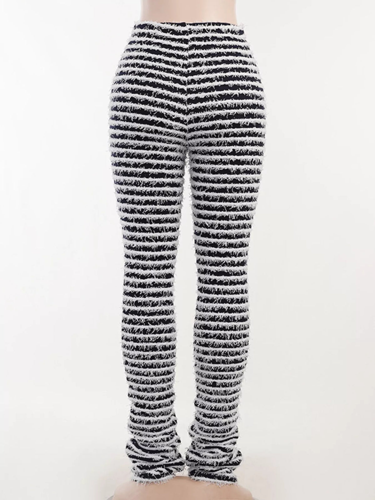 Striped Fuzzy Textured Knit Pants, view 3