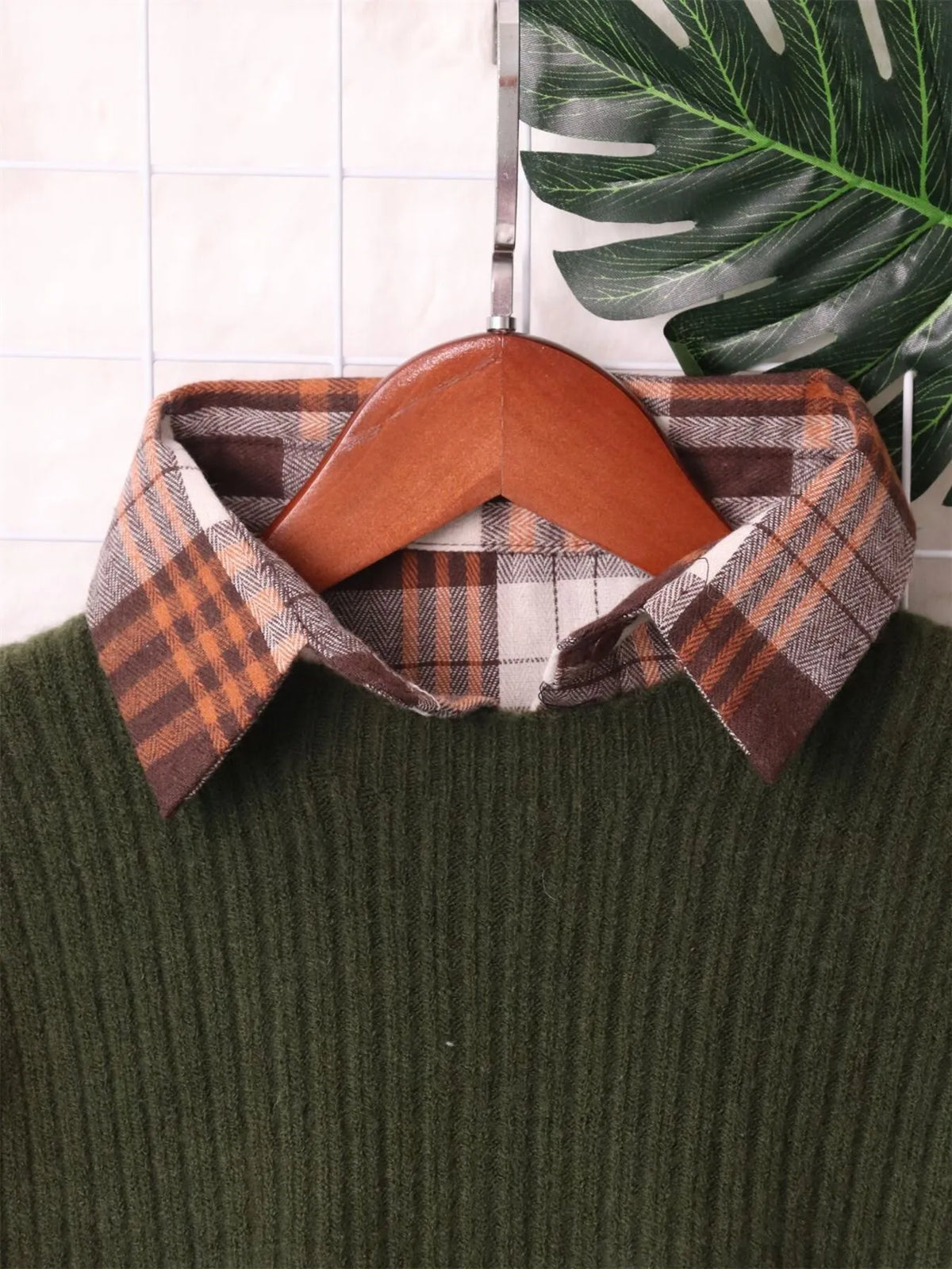 Plaid Long Sleeve Sweater Dress, view 14