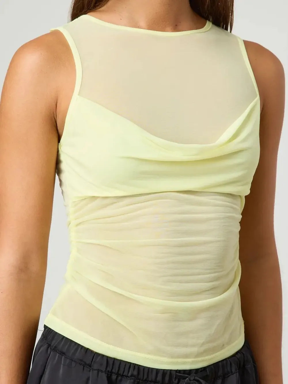 Ruched Round Neck Tank - Lilixa.store