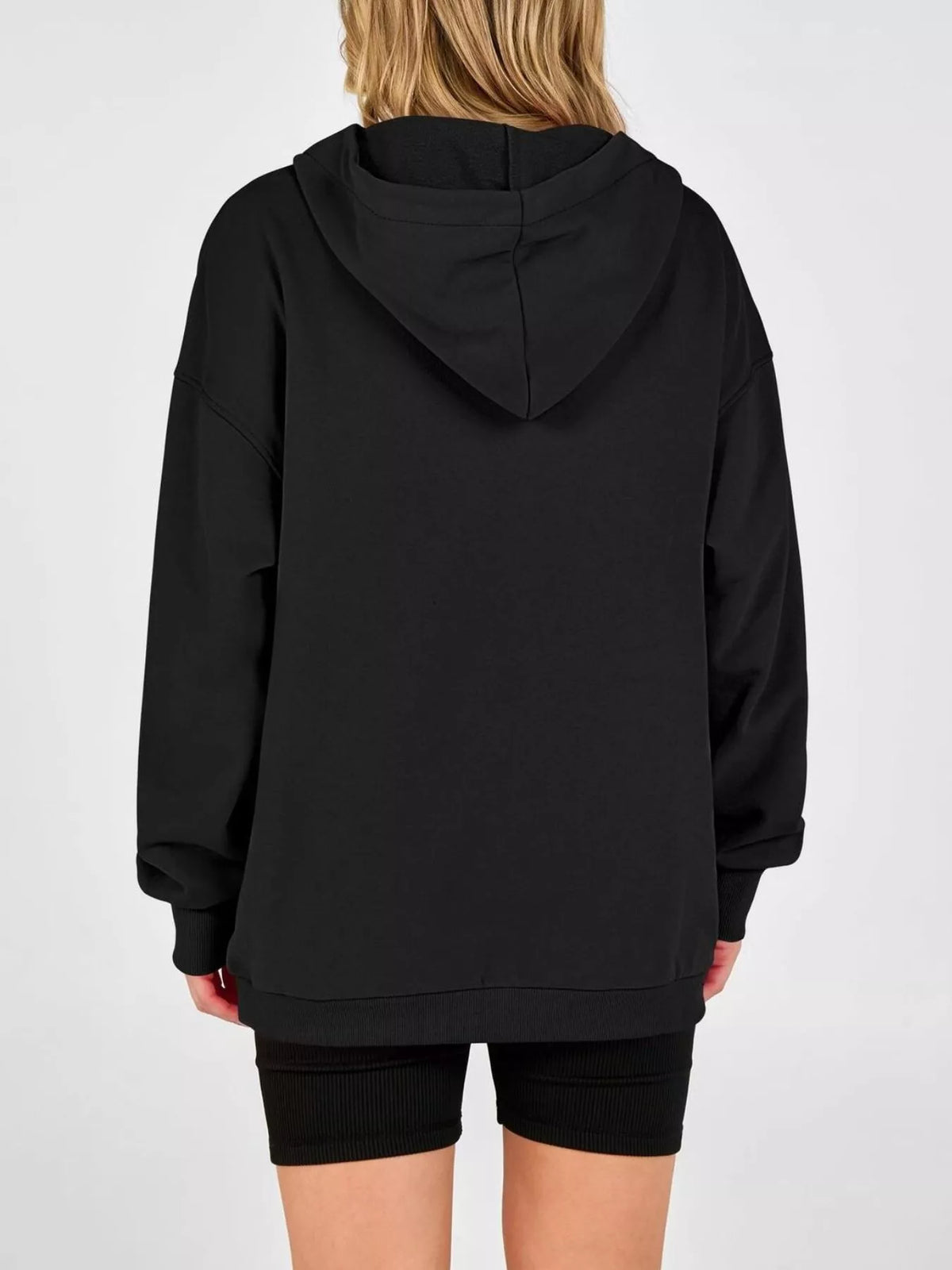 Half Snap Dropped Shoulder Hoodie - Lilixa.store