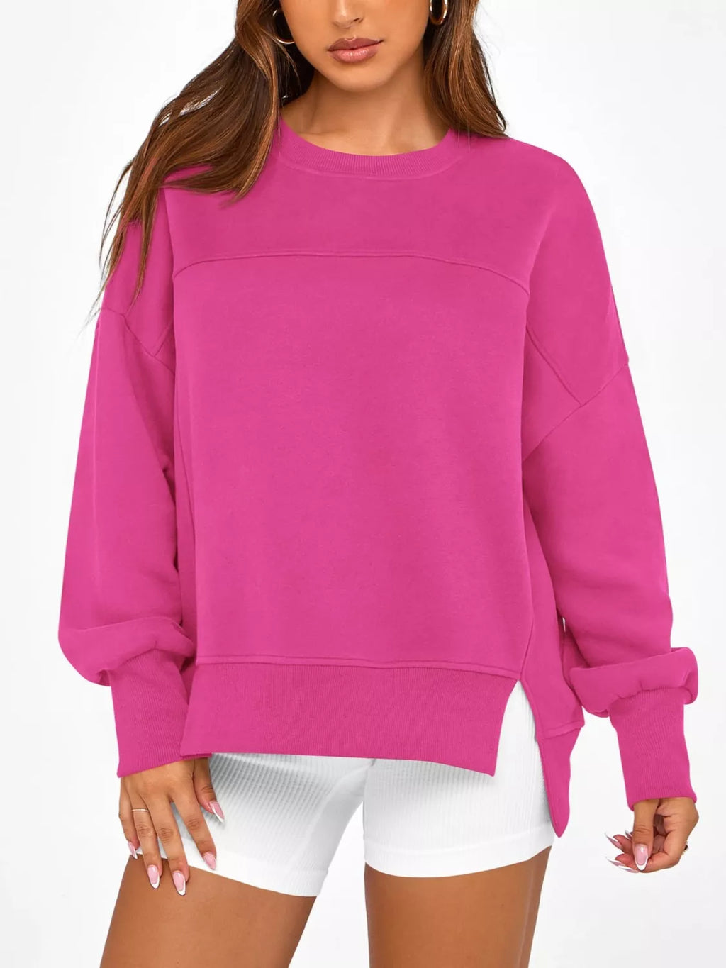 Casual Loose Side Slit Sweatshirt - Lilixa.store