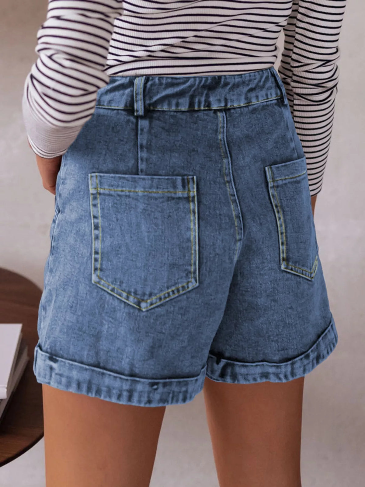 High-Waisted Denim Shorts - Lilixa.store
