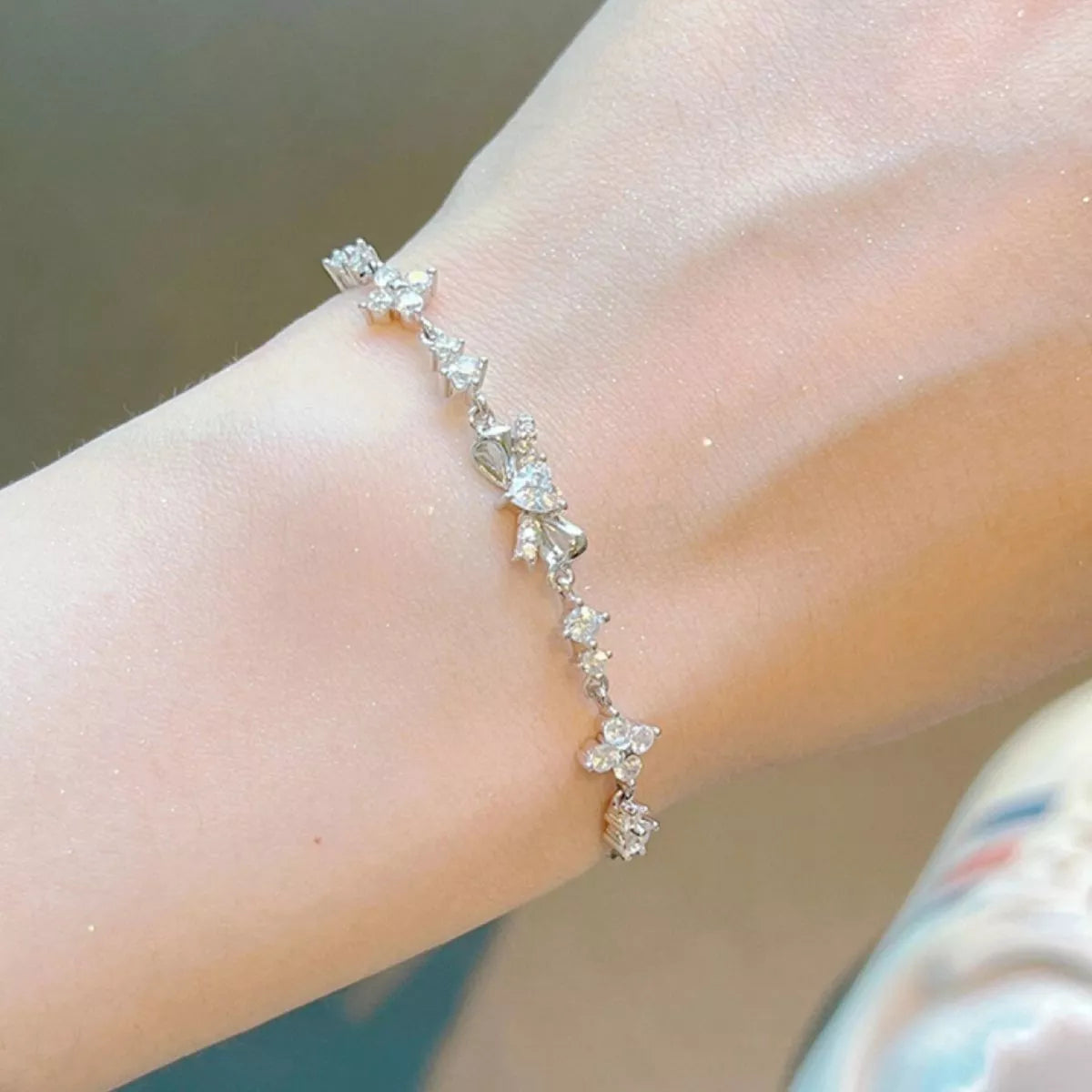 925 Sterling Silver Chain Bow Bracelet - Lilixa.store